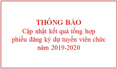 Thông báo cập nhật kết quả tổng hợp phiếu đăng ký dự tuyển viên chức năm 2019-2020
